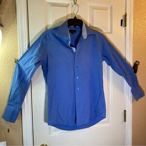 Studio 10 Mens S SMALL 14.5 Dress Shirt Button Down Blue Business Casual Adult